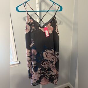 Xhilaration Gray Shimmer Strappy Floral Dress NWT Size XS